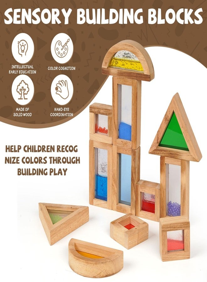 AXEARTE Large Rainbow Wooden Building Blocks for Toddlers Baby Kids, 16 Pcs Colorful Geometry Stacking Construction Toy Set Sensory Toys, Preschool Educational Toy for Boys & Girls - Image 2